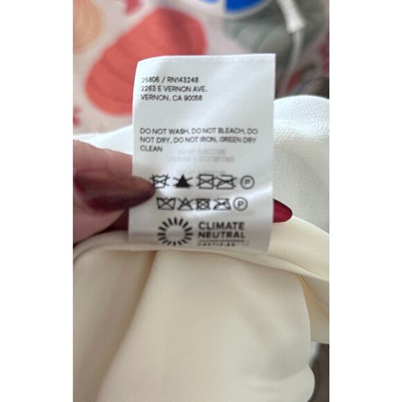 Reformation Adler Ivory Midi Dress Size 0 Tie Strap Smocked Back Ruffle Hem Bust - Picture 13 of 14